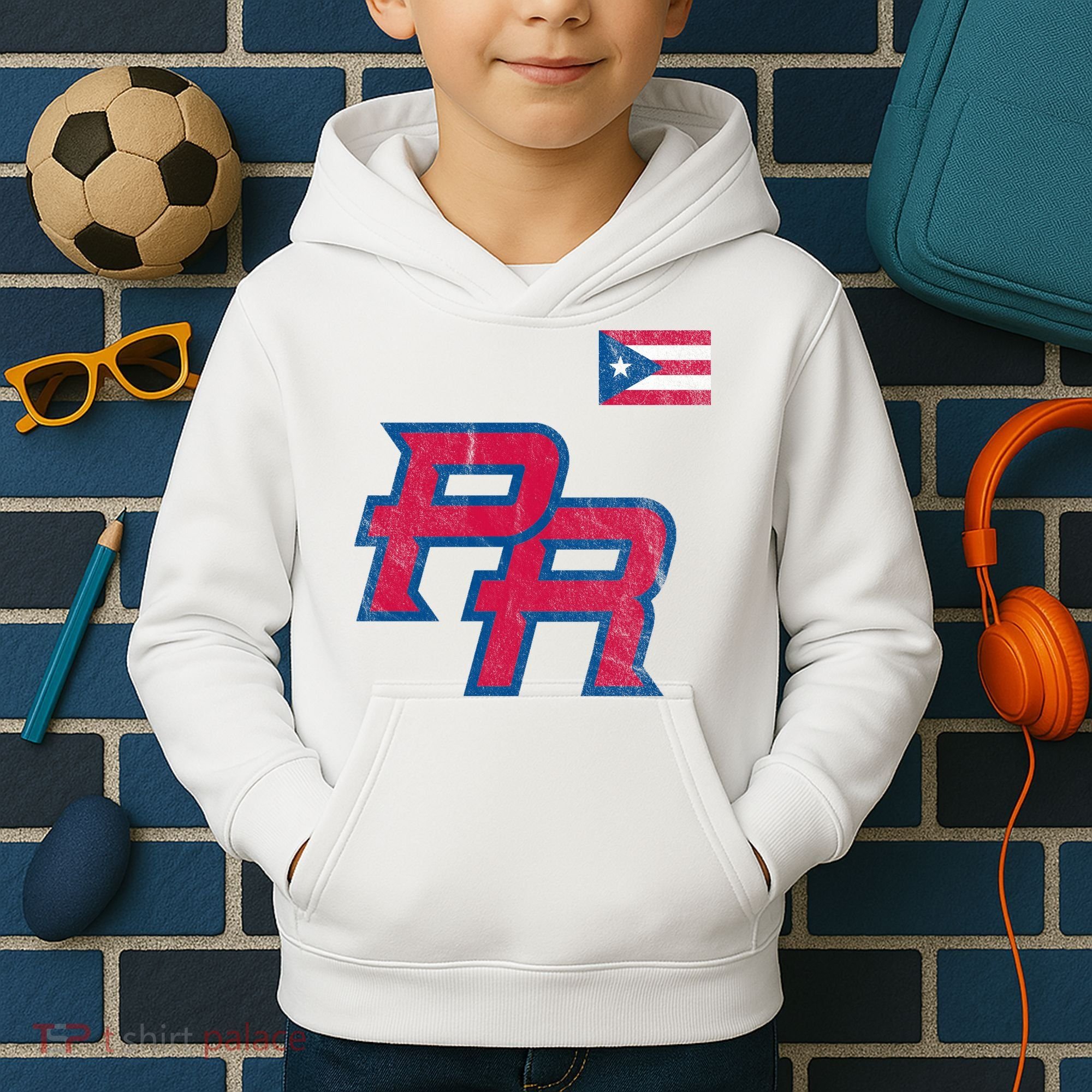 Puerto Rico Baseball Flag Pride Boricua Puerto Rico Kids Hoodie