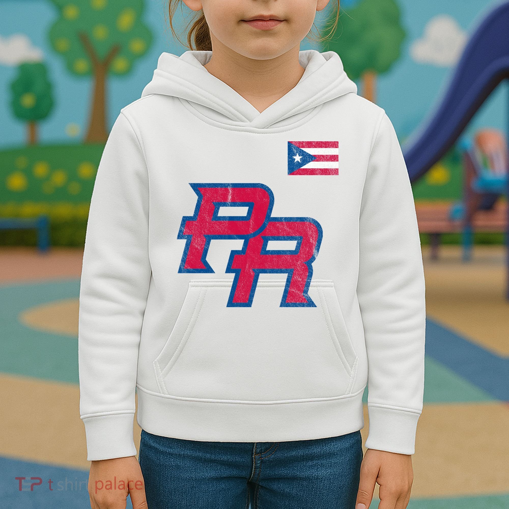 Puerto Rico Baseball Flag Pride Boricua Puerto Rico Kids Hoodie