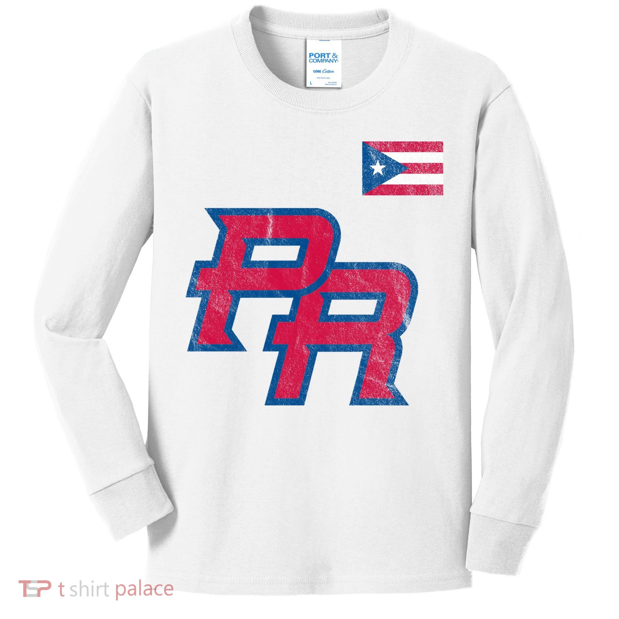 Puerto Rico Baseball Flag Pride Boricua Puerto Rico Kids Long Sleeve Shirt