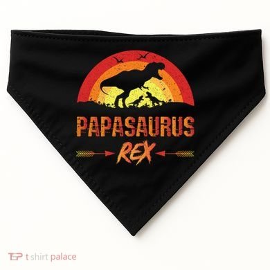 Papasaurus Rex 2 Sunset For Fathers Day Daddysaurus Gift USA-Made Doggie Bandana