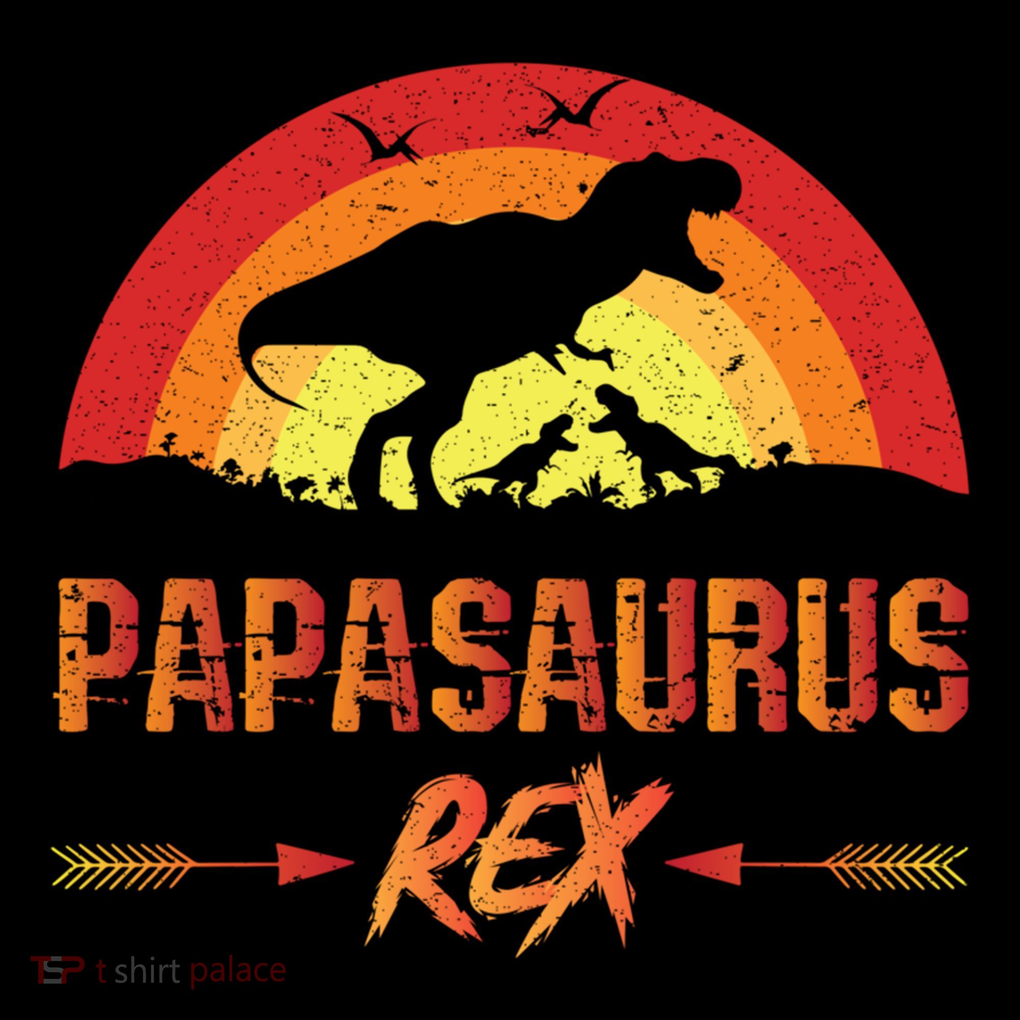Papasaurus Rex 2 Sunset For Fathers Day Daddysaurus Gift Women's Hoodie