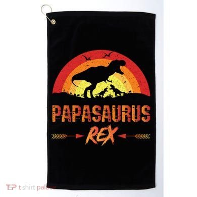 Papasaurus Rex 2 Sunset For Fathers Day Daddysaurus Gift Golf Towel