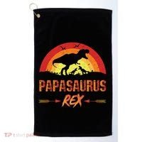 Papasaurus Rex 2 Sunset For Fathers Day Daddysaurus Gift Golf Towel thumb 0