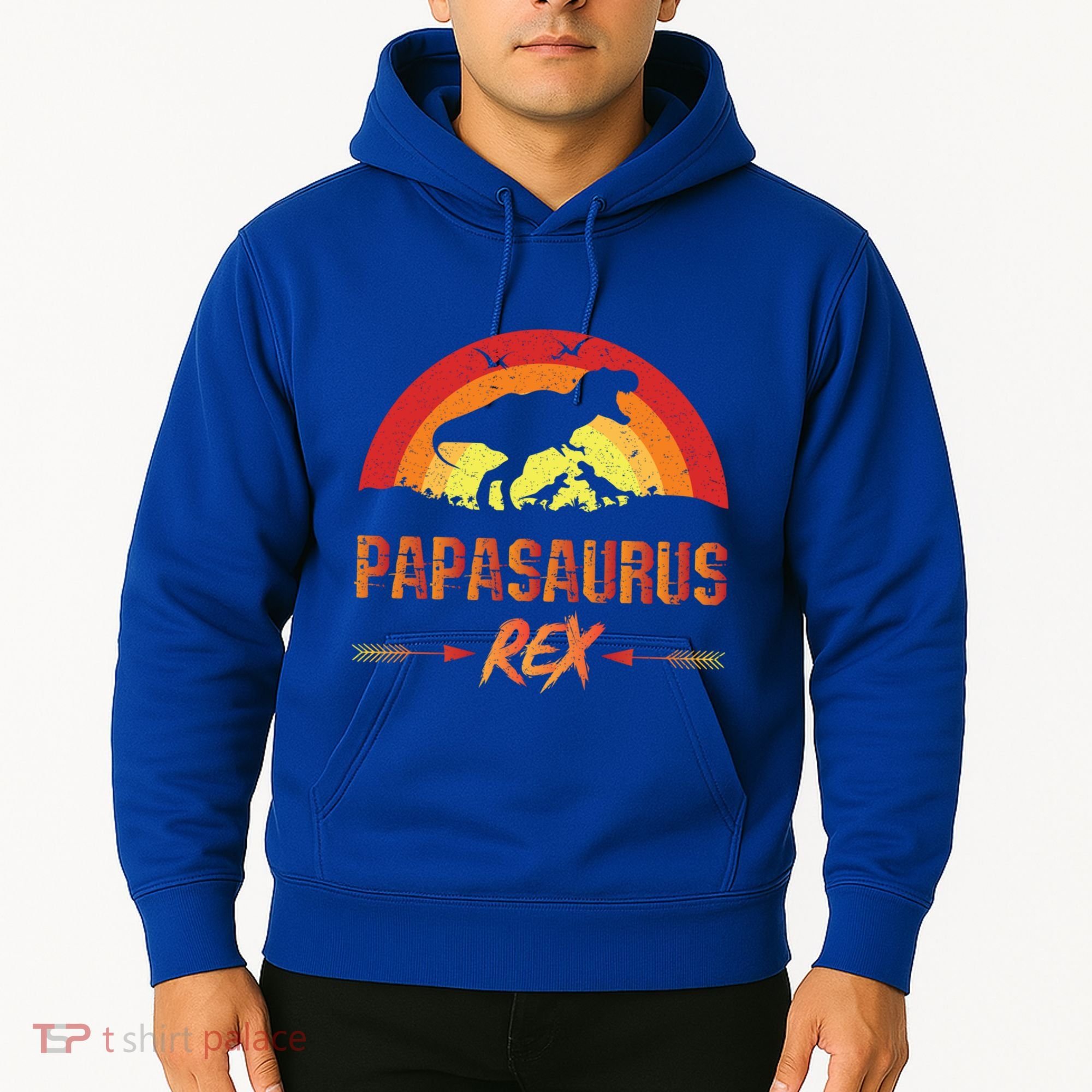 Papasaurus Rex 2 Sunset For Fathers Day Daddysaurus Gift Hoodie