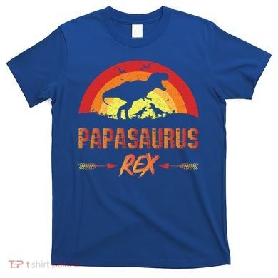 Papasaurus Rex 2 Sunset For Fathers Day Daddysaurus Gift T-Shirt