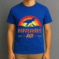 Papasaurus Rex 2 Sunset For Fathers Day Daddysaurus Gift T-Shirt thumb 3