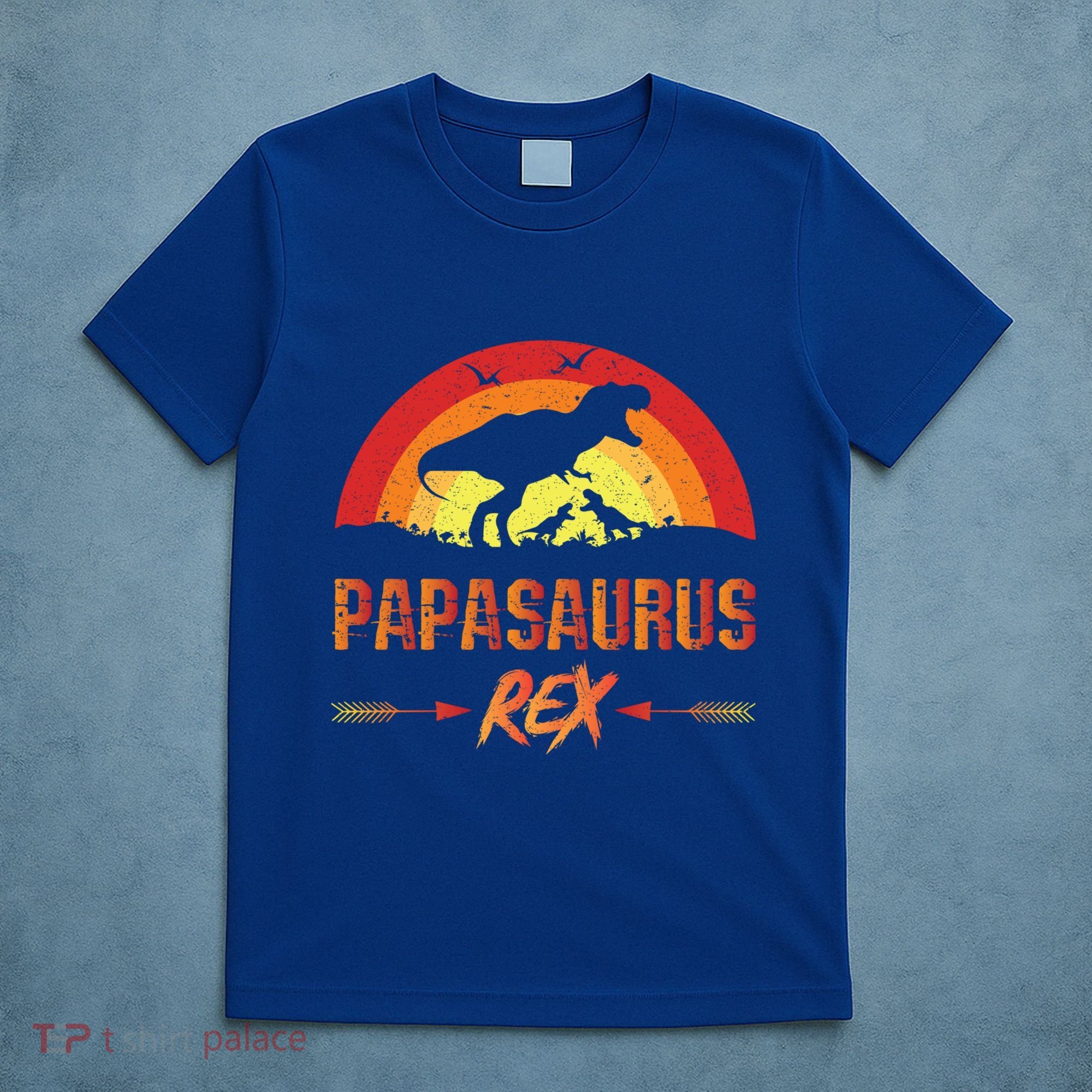 Papasaurus Rex 2 Sunset For Fathers Day Daddysaurus Gift T-Shirt