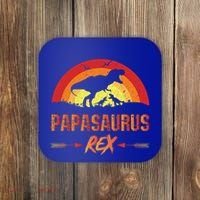 Papasaurus Rex 2 Sunset For Fathers Day Daddysaurus Gift Coaster thumb 0