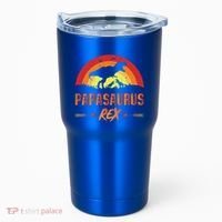 Papasaurus Rex 2 Sunset For Fathers Day Daddysaurus Gift Tumbler thumb 0