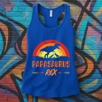 Papasaurus Rex 2 Sunset For Fathers Day Daddysaurus Gift Women's Tank Top thumb 3