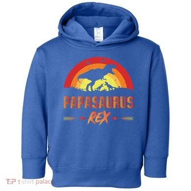 Papasaurus Rex 2 Sunset For Fathers Day Daddysaurus Gift Toddler Hoodie