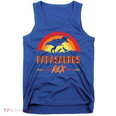 Papasaurus Rex 2 Sunset For Fathers Day Daddysaurus Gift Tank Top