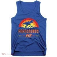 Papasaurus Rex 2 Sunset For Fathers Day Daddysaurus Gift Tank Top thumb 0