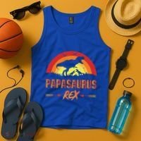 Papasaurus Rex 2 Sunset For Fathers Day Daddysaurus Gift Tank Top thumb 4