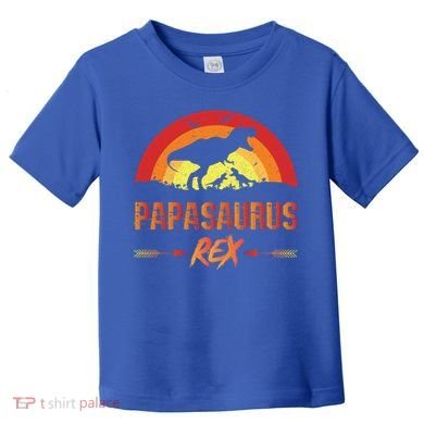 Papasaurus Rex 2 Sunset For Fathers Day Daddysaurus Gift Toddler T-Shirt