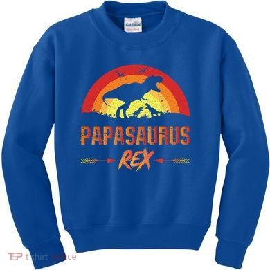 Papasaurus Rex 2 Sunset For Fathers Day Daddysaurus Gift Kids Sweatshirt