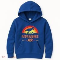 Papasaurus Rex 2 Sunset For Fathers Day Daddysaurus Gift Kids Hoodie thumb 0