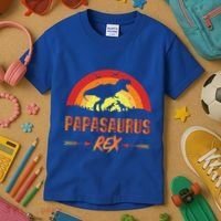 Papasaurus Rex 2 Sunset For Fathers Day Daddysaurus Gift Kids T-Shirt thumb 3