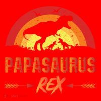 Papasaurus Rex 2 Sunset For Fathers Day Daddysaurus Gift Santa Hat thumb 1