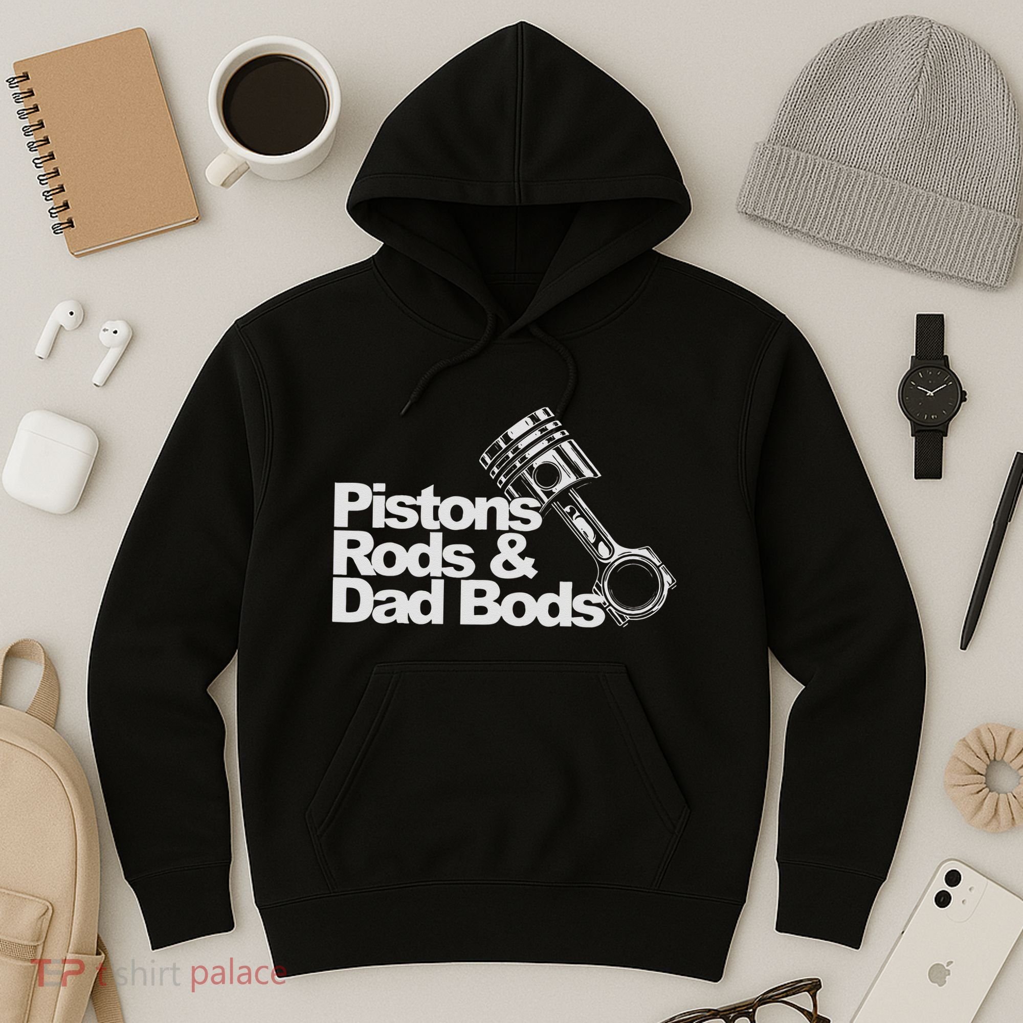 Pistons Rods And Dad Bods Engineer Classic Car Hoodie