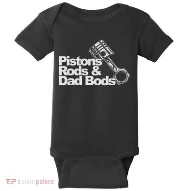 Pistons Rods And Dad Bods Engineer Classic Car Baby Bodysuit