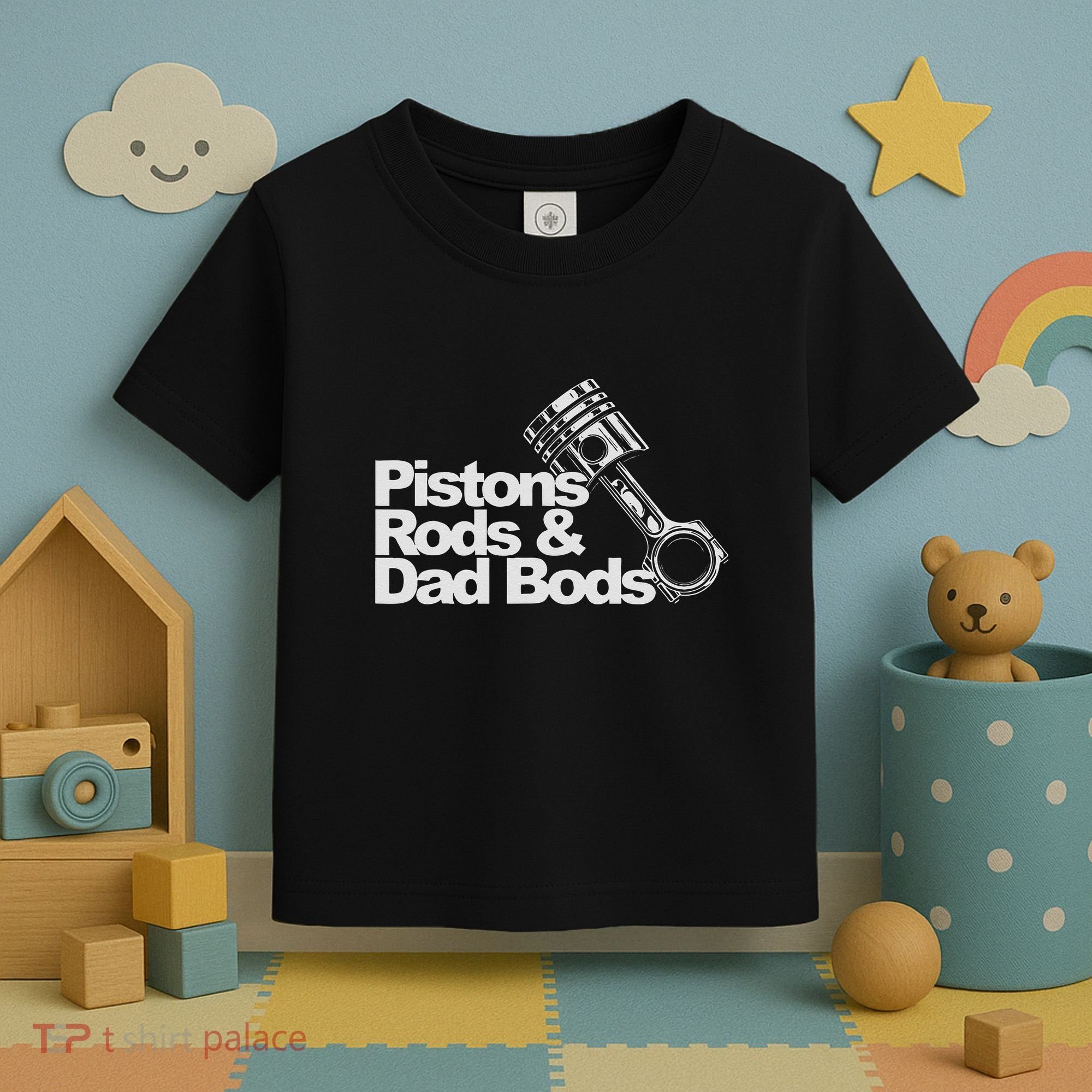 Pistons Rods And Dad Bods Engineer Classic Car Toddler T-Shirt