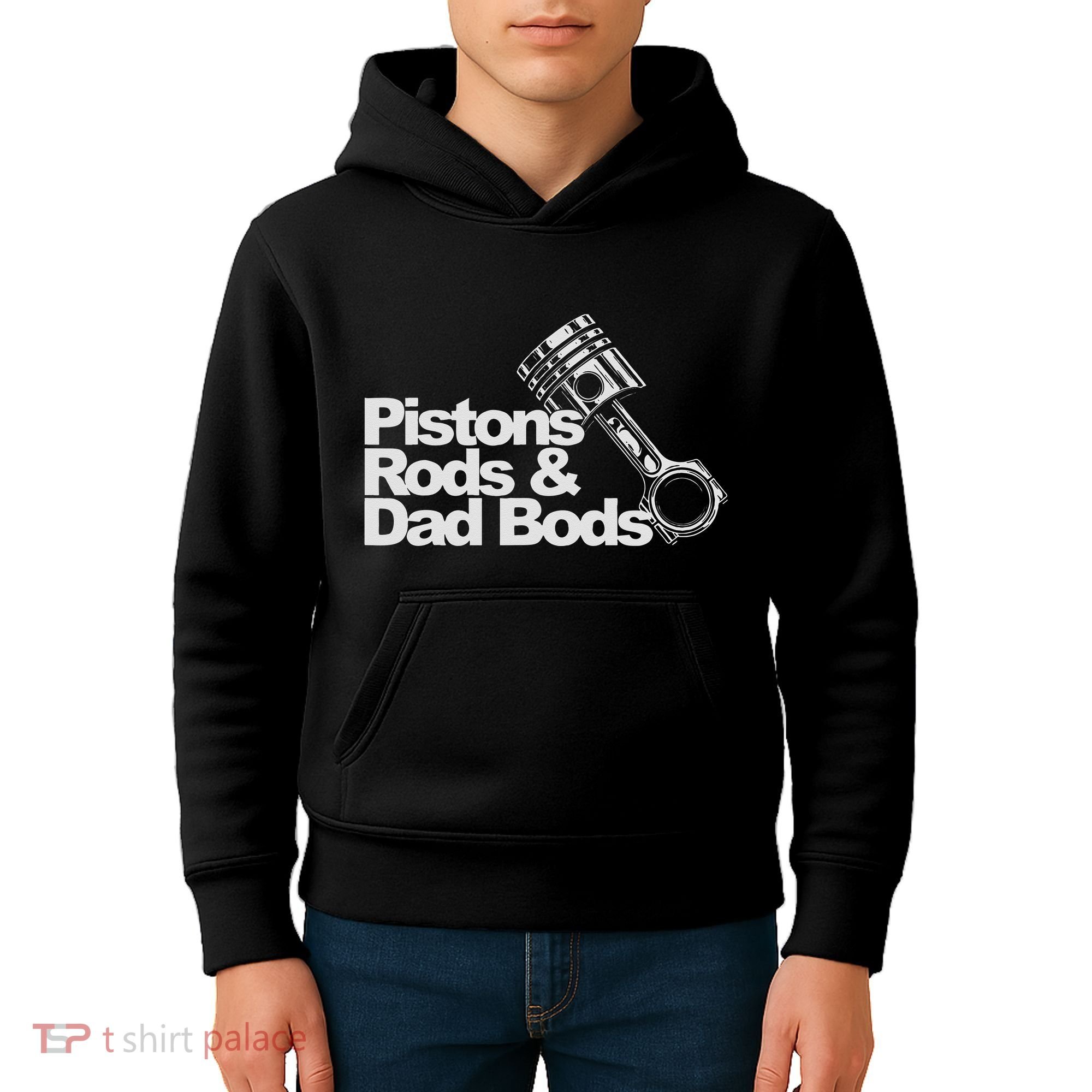 Pistons Rods And Dad Bods Engineer Classic Car Kids Hoodie