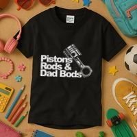 Pistons Rods And Dad Bods Engineer Classic Car Kids T-Shirt thumb 3
