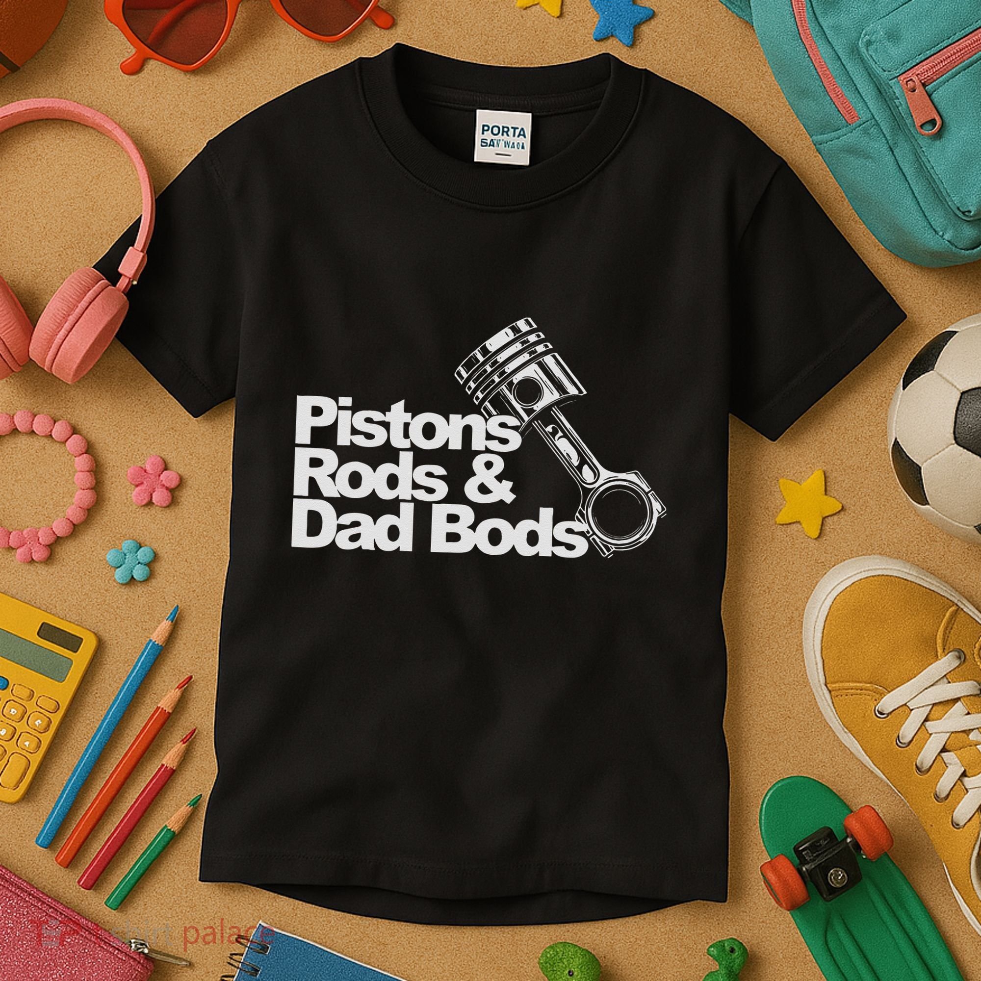 Pistons Rods And Dad Bods Engineer Classic Car Kids T-Shirt