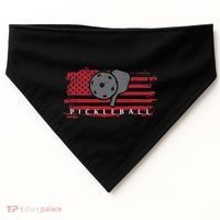 Pickleball Red American Flag Pickle Ball USA-Made Doggie Bandana thumb 0