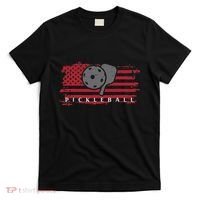 Pickleball Red American Flag Pickle Ball T-Shirt thumb 0