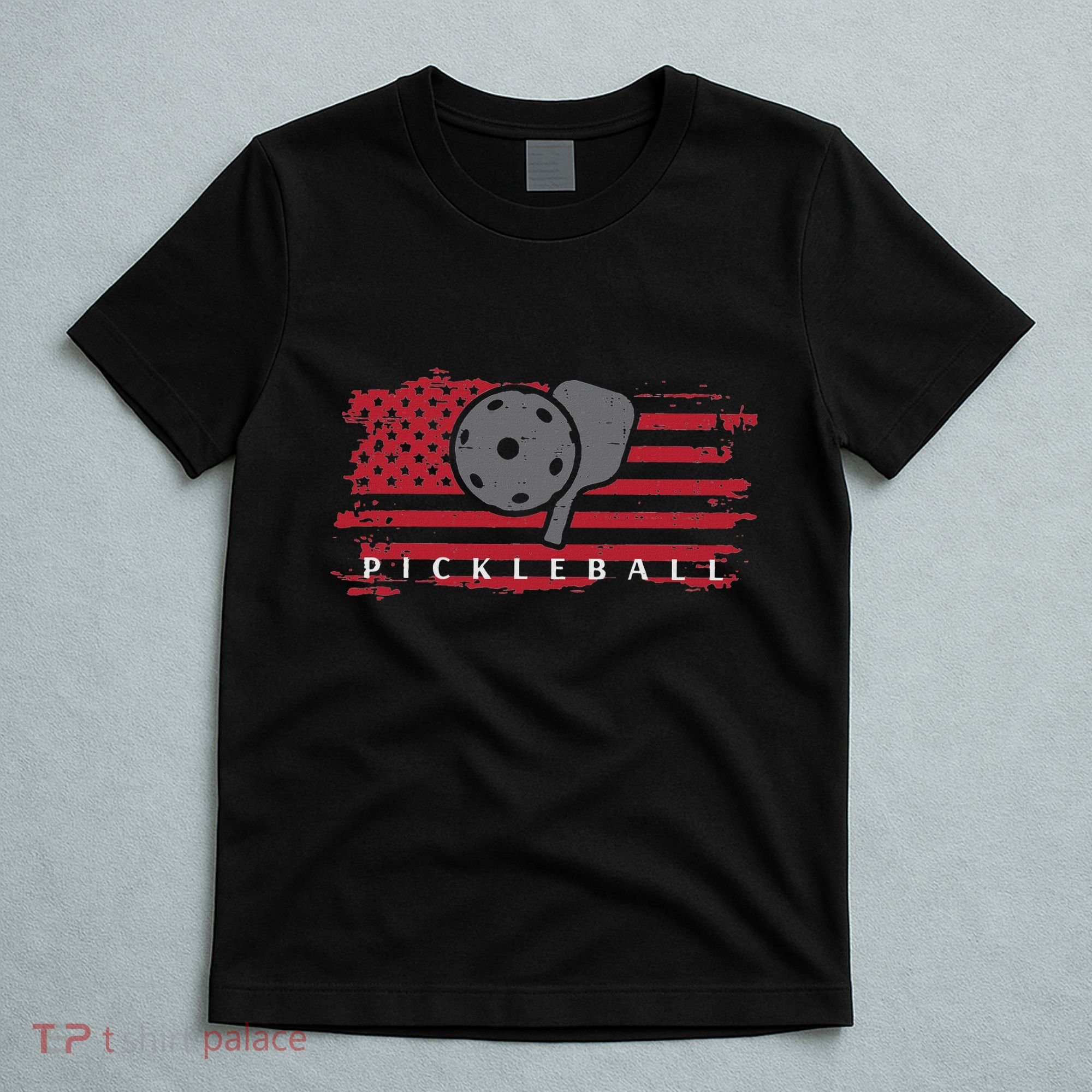 Pickleball Red American Flag Pickle Ball T-Shirt
