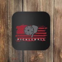 Pickleball Red American Flag Pickle Ball Coaster thumb 0