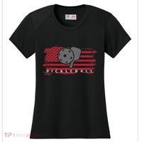 Pickleball Red American Flag Pickle Ball Women's Cooling Performance Crew T-Shirt thumb 0