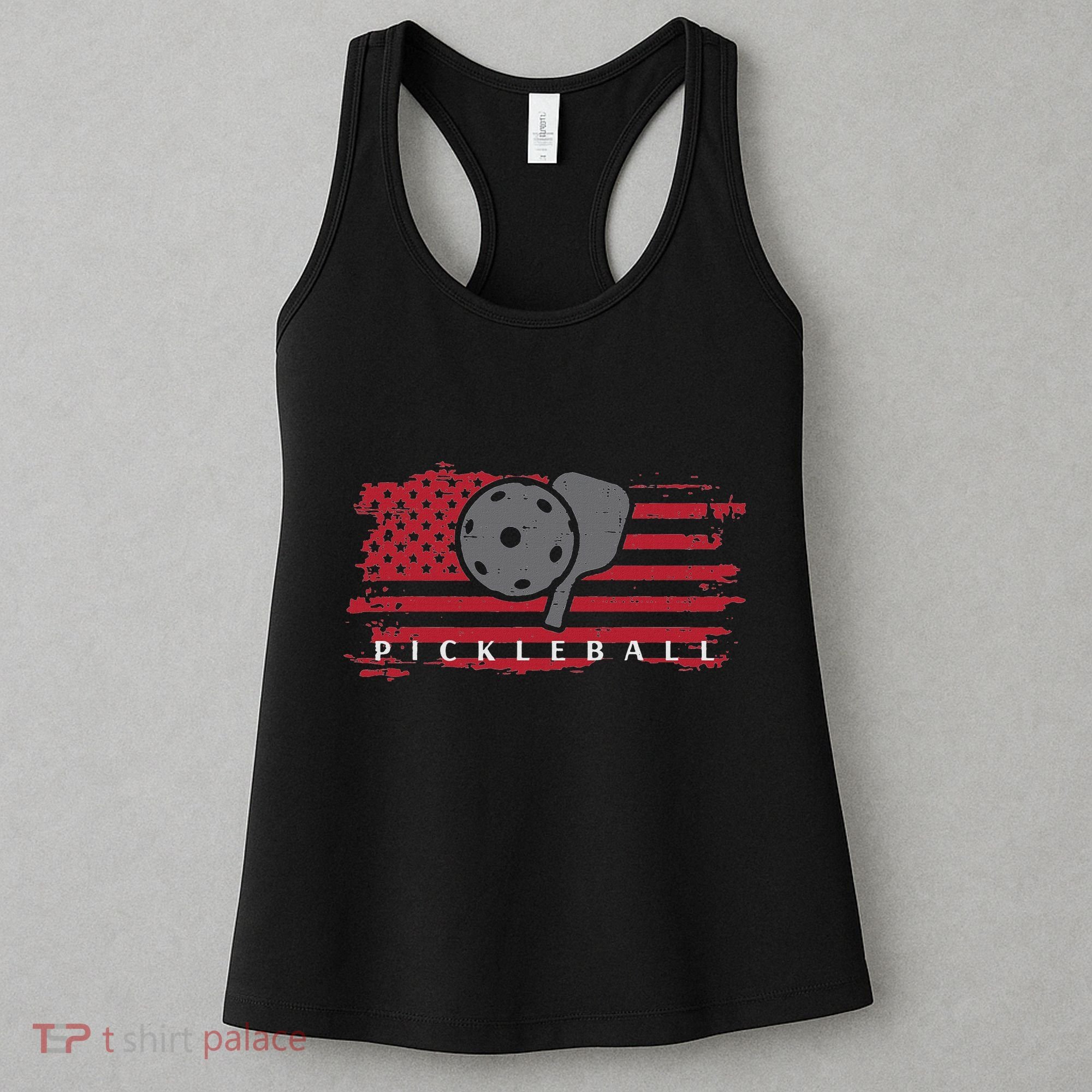 Pickleball Red American Flag Pickle Ball Women's Tank Top