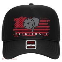 Pickleball Red American Flag Pickle Ball Hat thumb 0