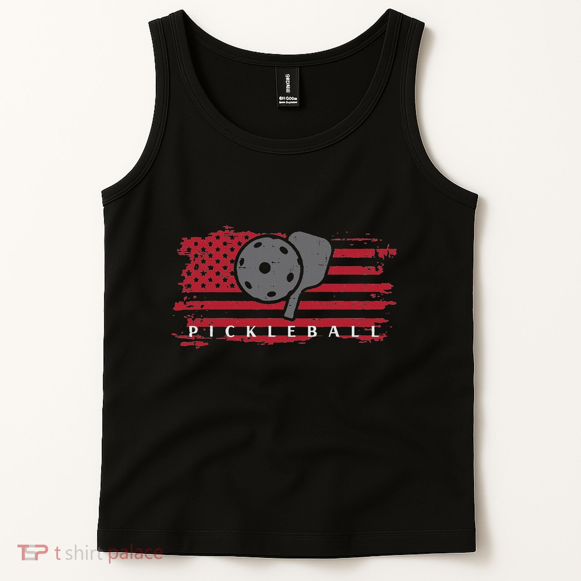 Pickleball Red American Flag Pickle Ball Tank Top