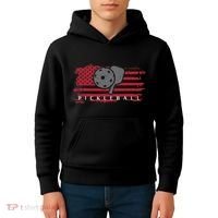 Pickleball Red American Flag Pickle Ball Kids Hoodie thumb 4