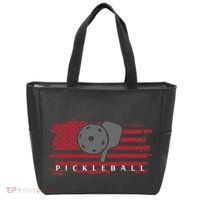 Pickleball Red American Flag Pickle Ball Tote Bag thumb 0