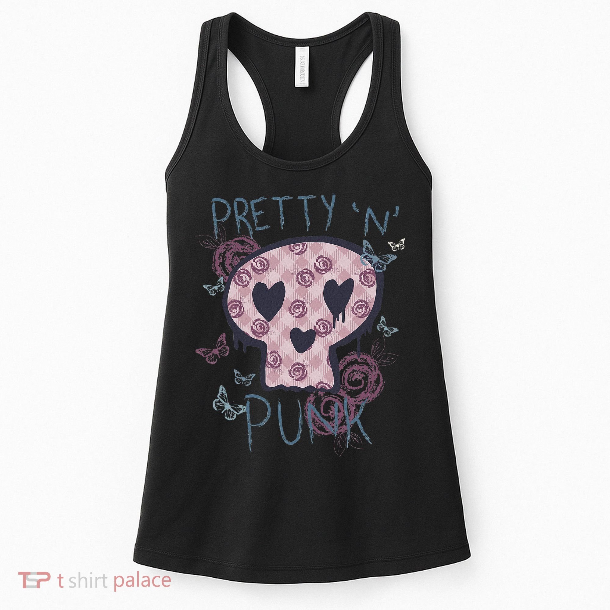 Punk Rock And Roll Music Pretty N Punk Skull Women Girl Women's Tank Top