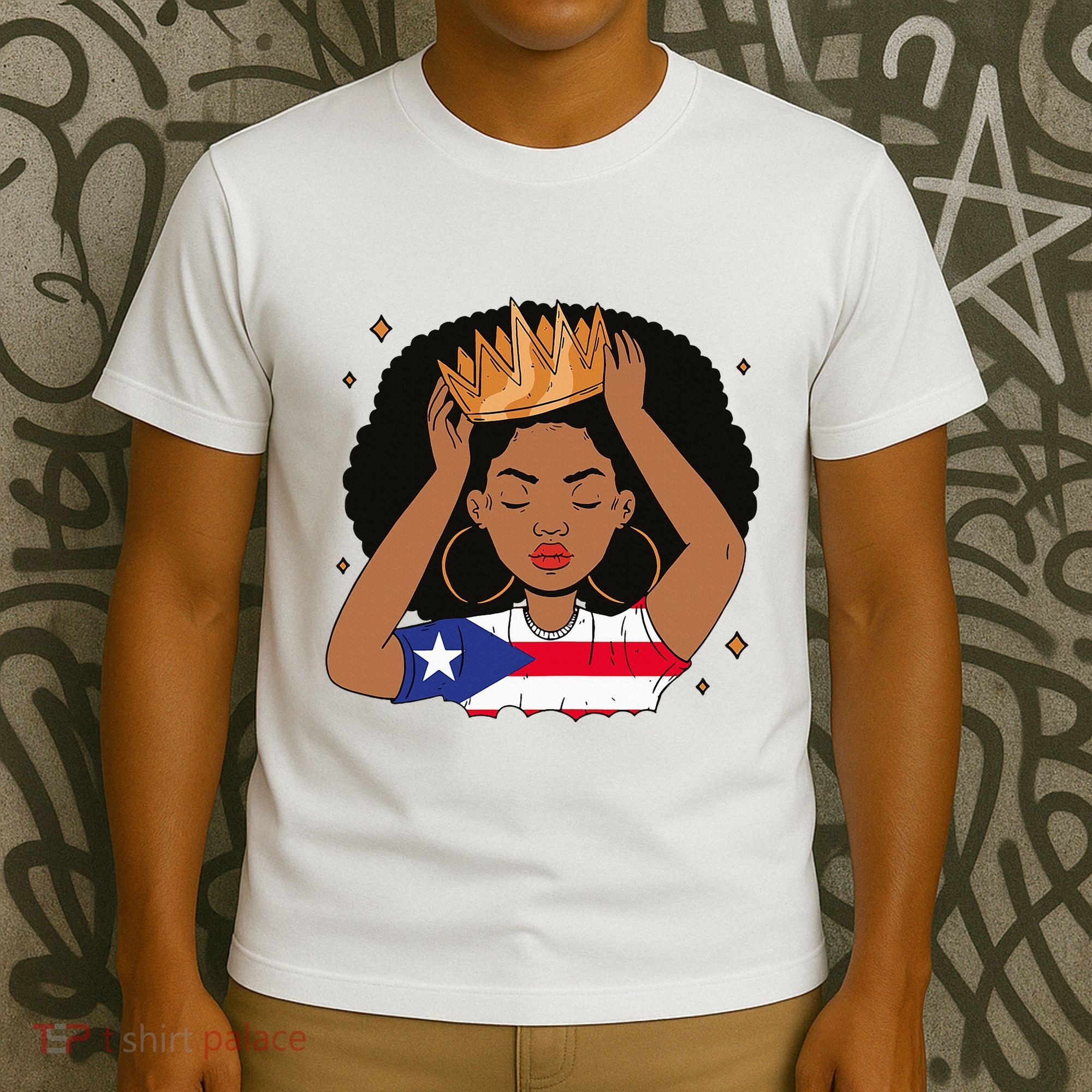 Puerto Rican Afro Hair Latina Melanin Pride Crown T-Shirt