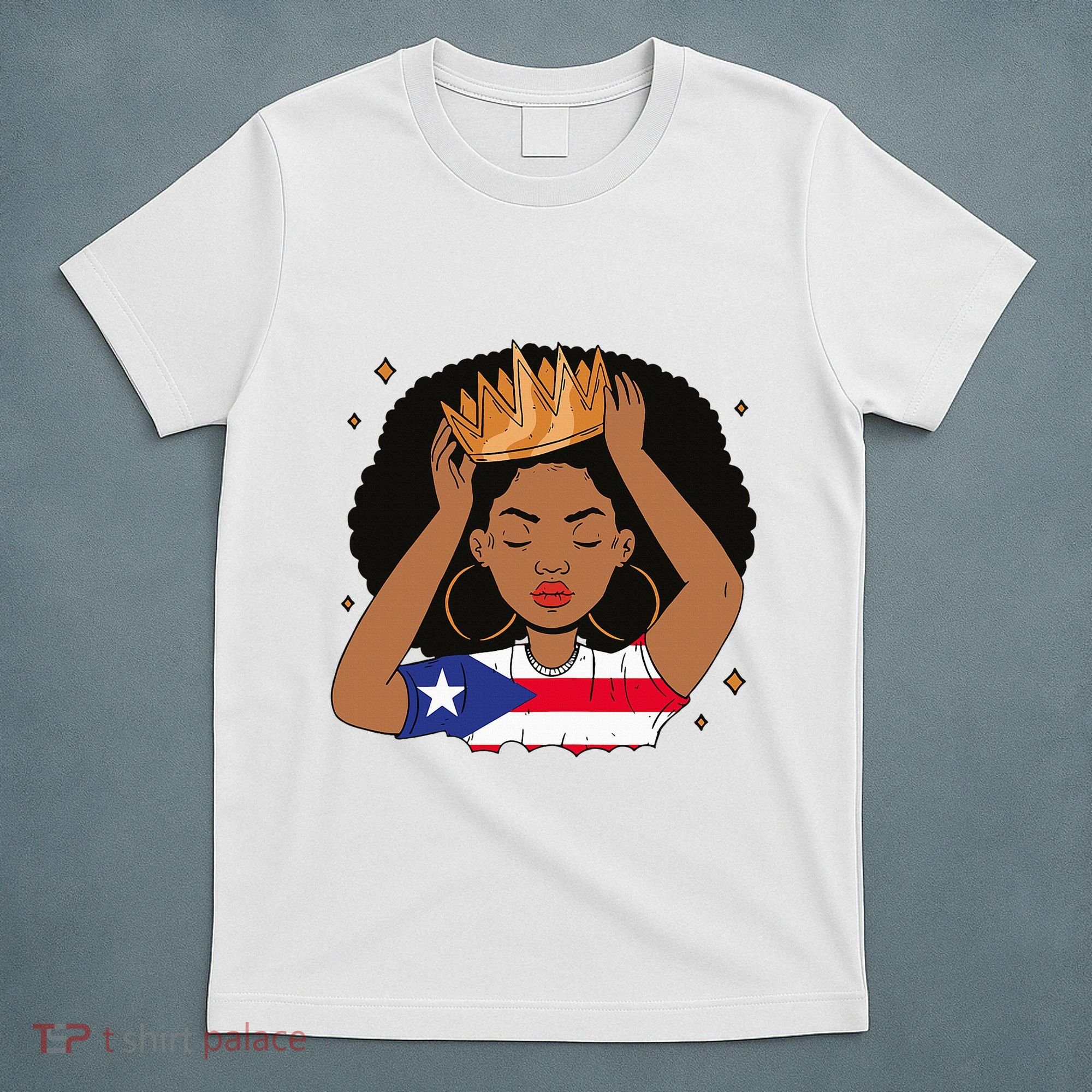 Puerto Rican Afro Hair Latina Melanin Pride Crown T-Shirt
