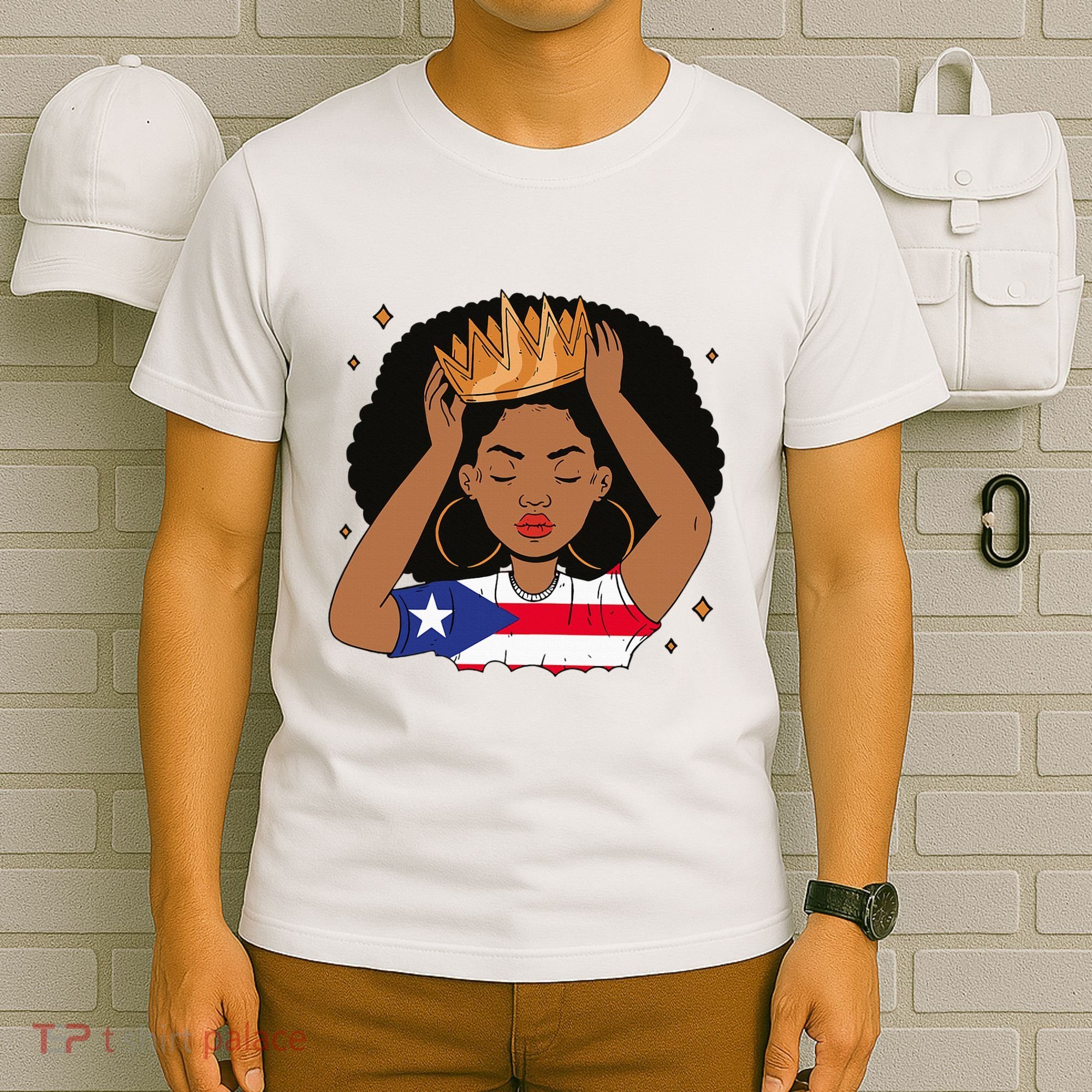 Puerto Rican Afro Hair Latina Melanin Pride Crown T-Shirt