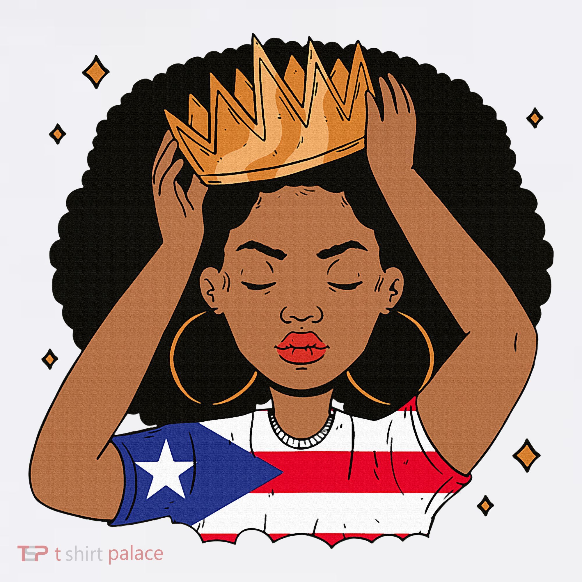 Puerto Rican Afro Hair Latina Melanin Pride Crown Women's Hoodie