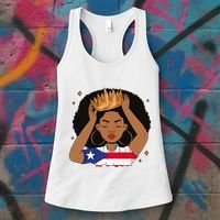 Puerto Rican Afro Hair Latina Melanin Pride Crown Women's Tank Top thumb 3
