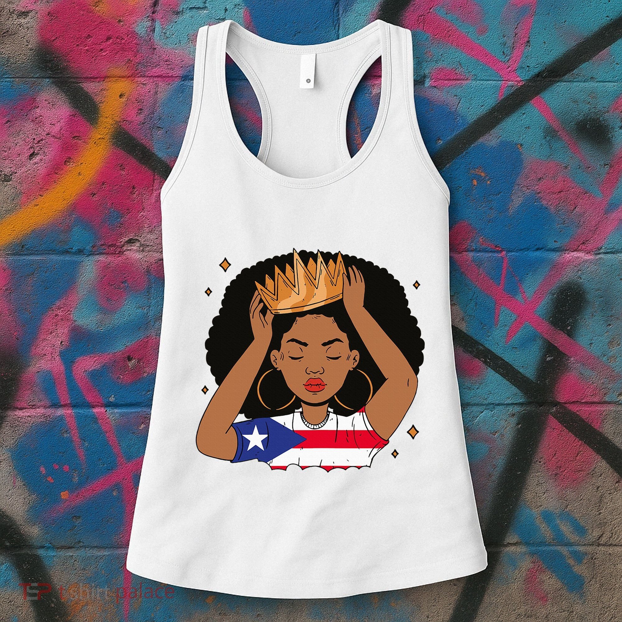 Puerto Rican Afro Hair Latina Melanin Pride Crown Women's Tank Top
