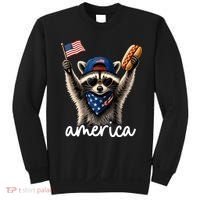 Patriotic Raccoon America Flag Hot Dog Celebration Sweatshirt thumb 0