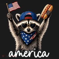 Patriotic Raccoon America Flag Hot Dog Celebration T-Shirt thumb 7