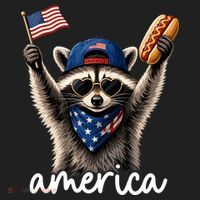 Patriotic Raccoon America Flag Hot Dog Celebration Beanie thumb 2