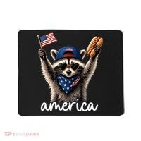 Patriotic Raccoon America Flag Hot Dog Celebration Mousepad thumb 0
